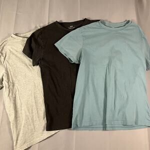 H&M Men’s T-Shirt Lot 3 Pack Black Gray Blue Size Medium